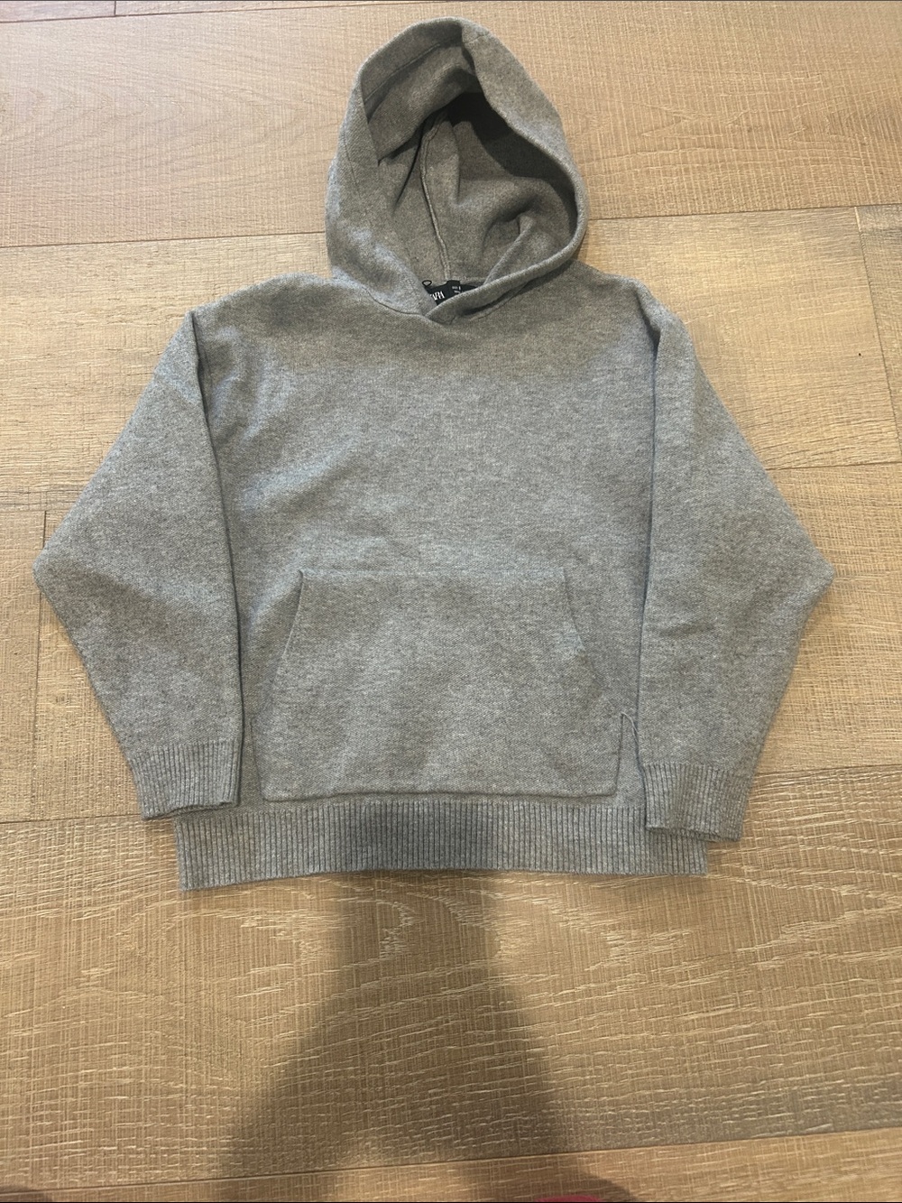 Gray Hooded Pullover Knit Sweatshirt - Zara boys